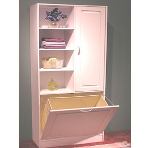 Bathroom Cabinets & Organizers: Linen Cabinet w Laundry Hamper 4DC 76423  4DFS @ NationalFurnishing.com